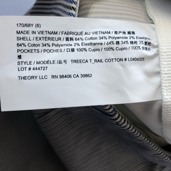 THEORY TREECA STRIPE CROP PANTS Size 6 - Picture 12 of 13